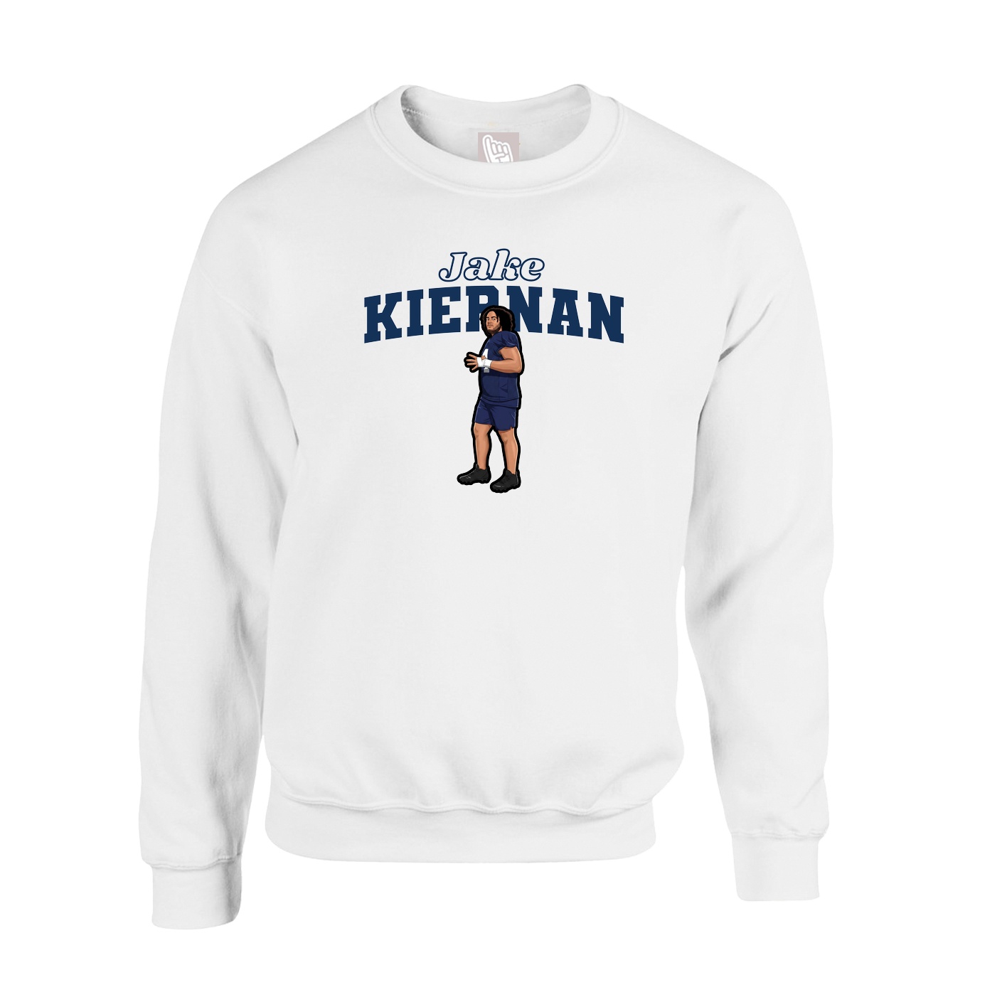Fleece Crew — Name Arch in White