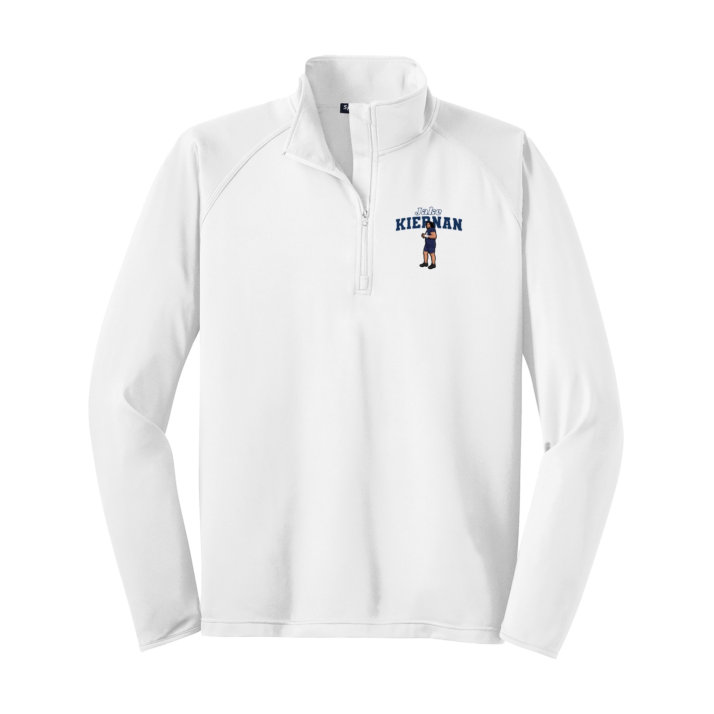 Q-Zip Pullover — Name Arch in White
