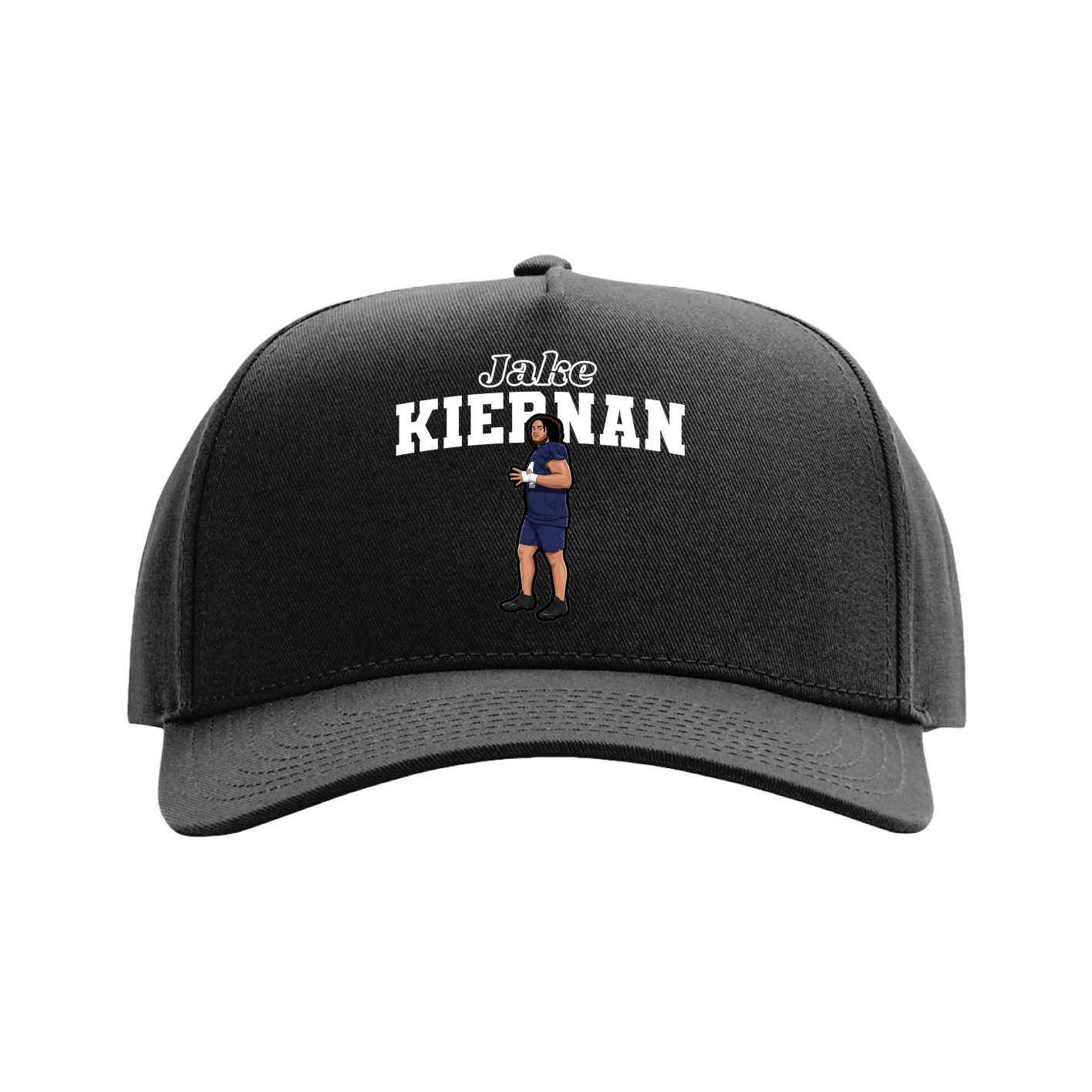 Full Fabric Five-Panel Champ Cap — Name Arch in Black