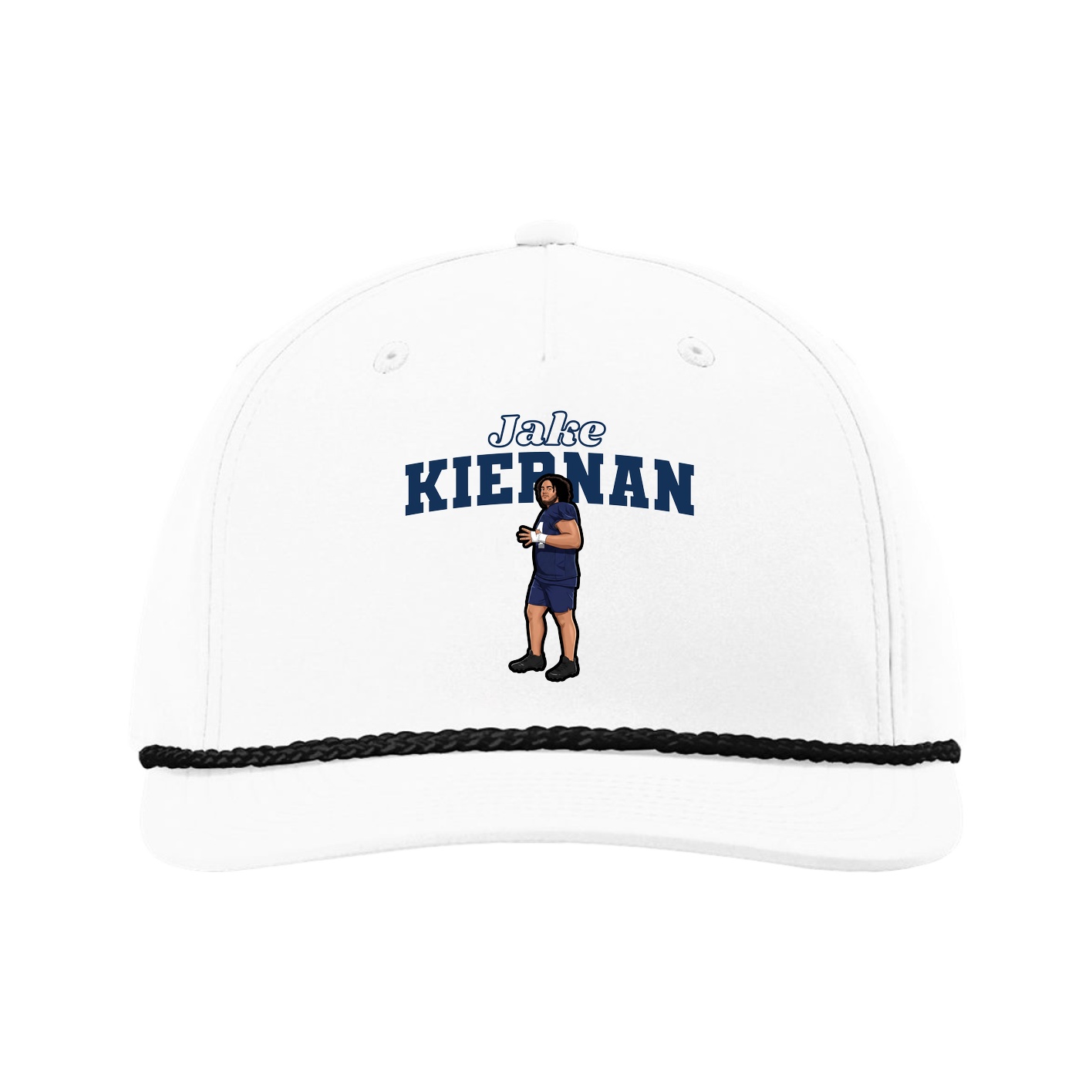 Five-Panel Classic Rope Cap — Name Arch in White