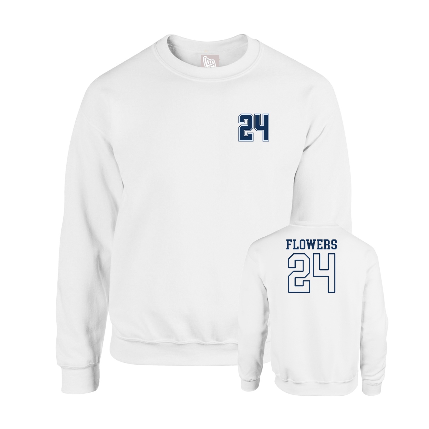 Fleece Crew — Chest Back in White