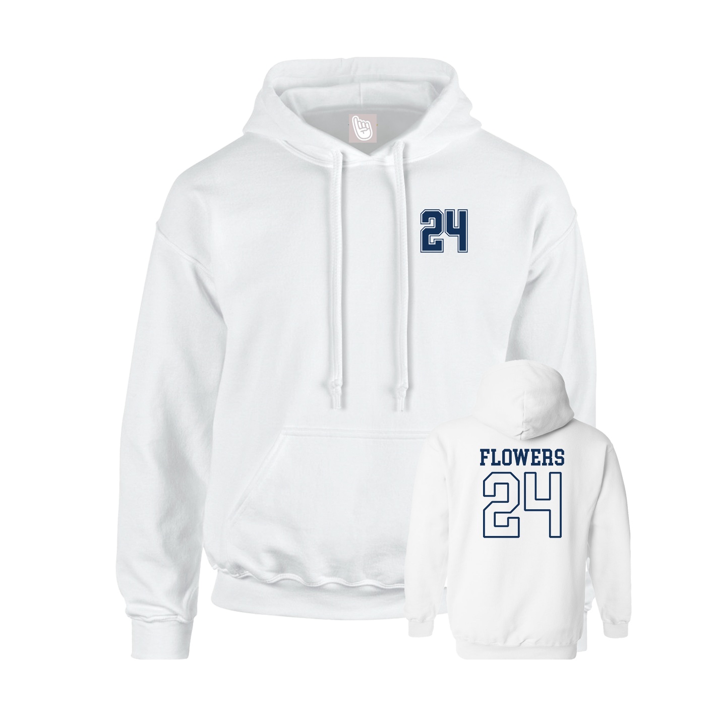 Youth Hoodie — Chest Back in White