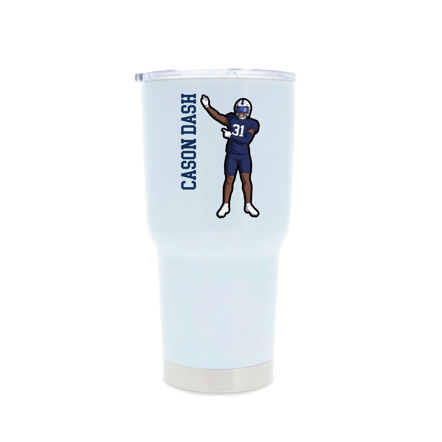 30oz Stainless Steel Tumbler — Name Vertical in White