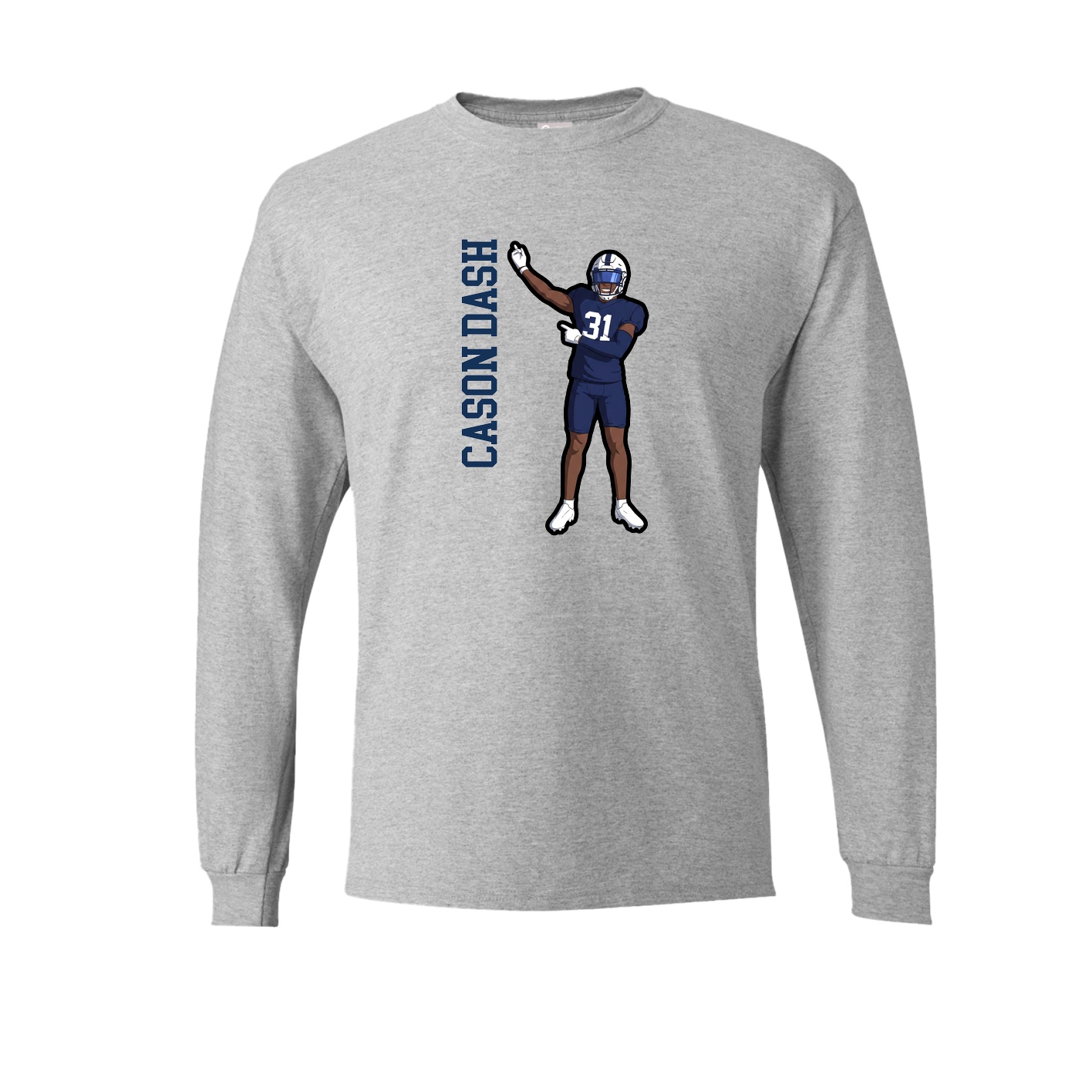 Long Sleeve Tee — Name Vertical in Grey