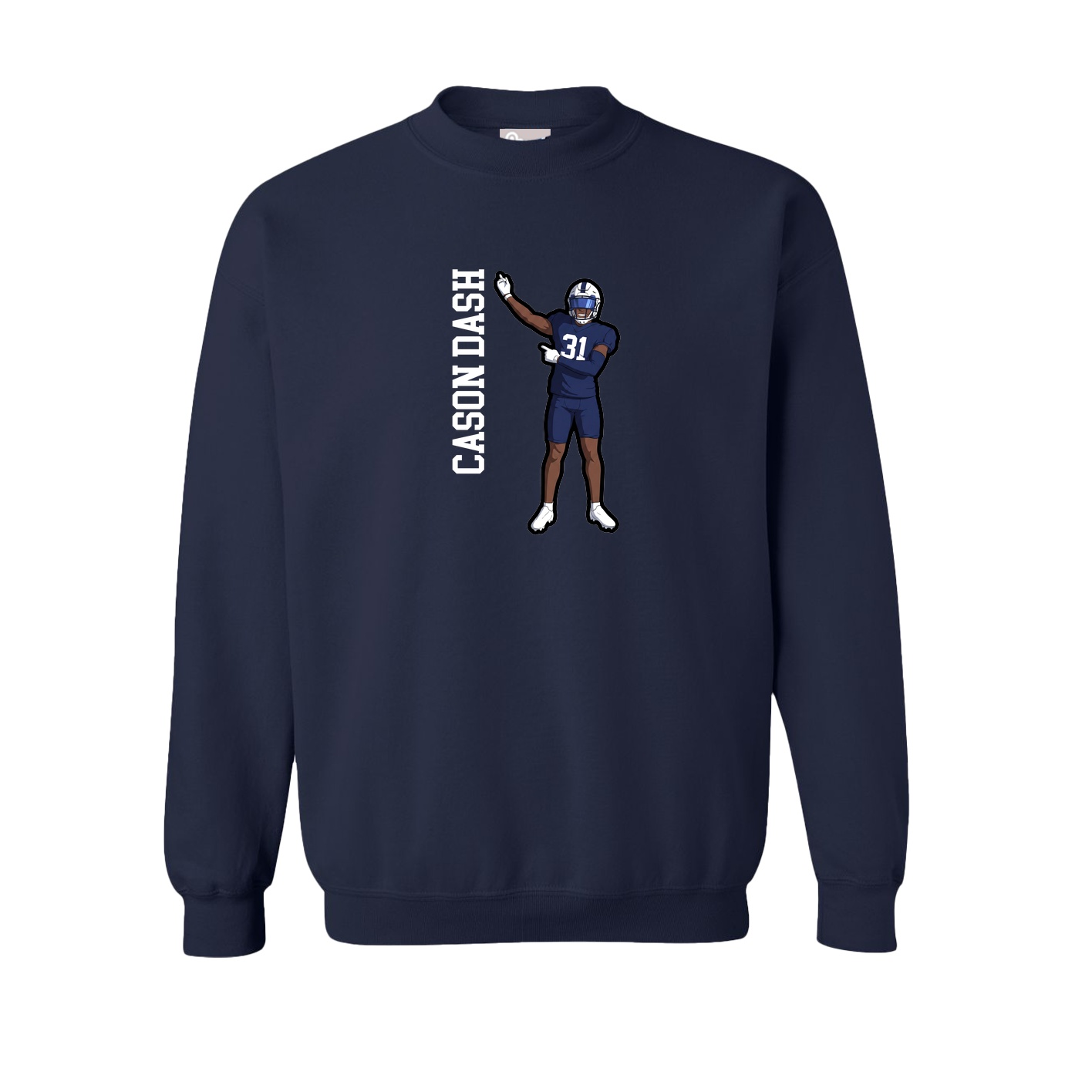 Fleece Crew — Name Vertical in Navy