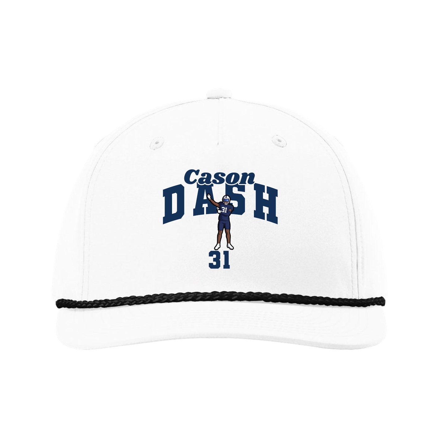 Five-Panel Classic Rope Cap — Signature Arch in White