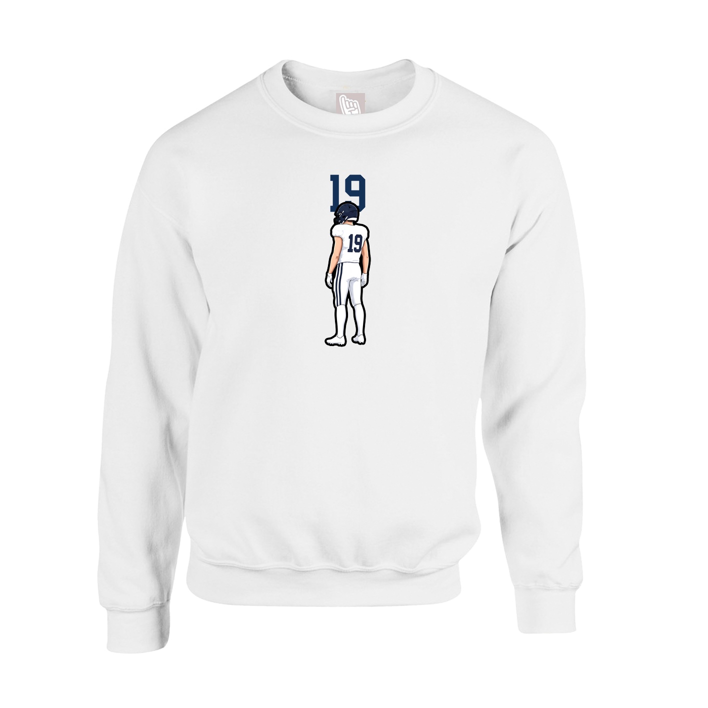 Fleece Crew — Number Top in White