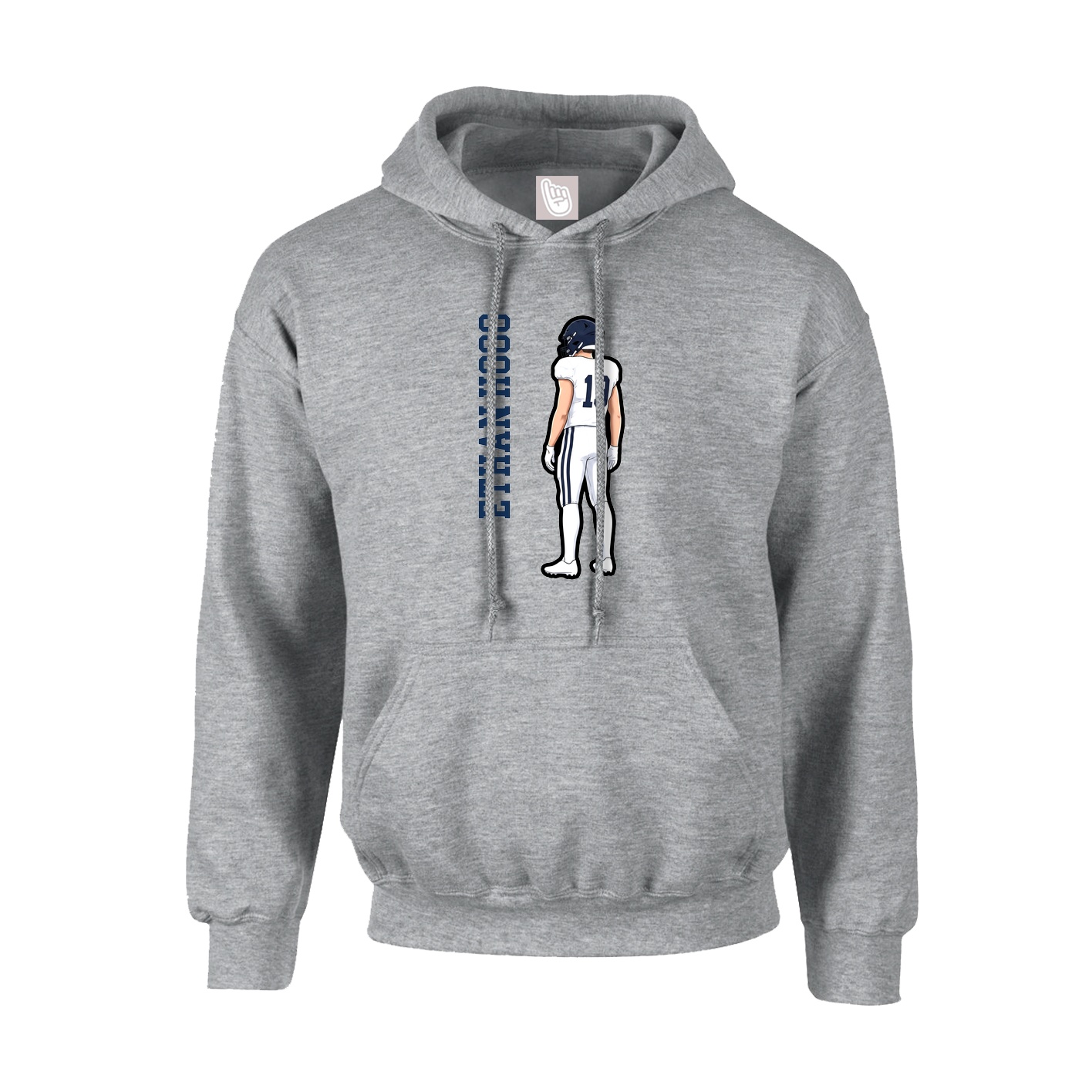 Hoodie — Name Vertical in Grey