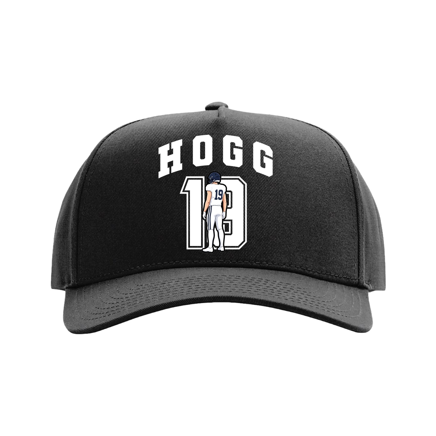 Full Fabric Five-Panel Champ Cap — Number in Black