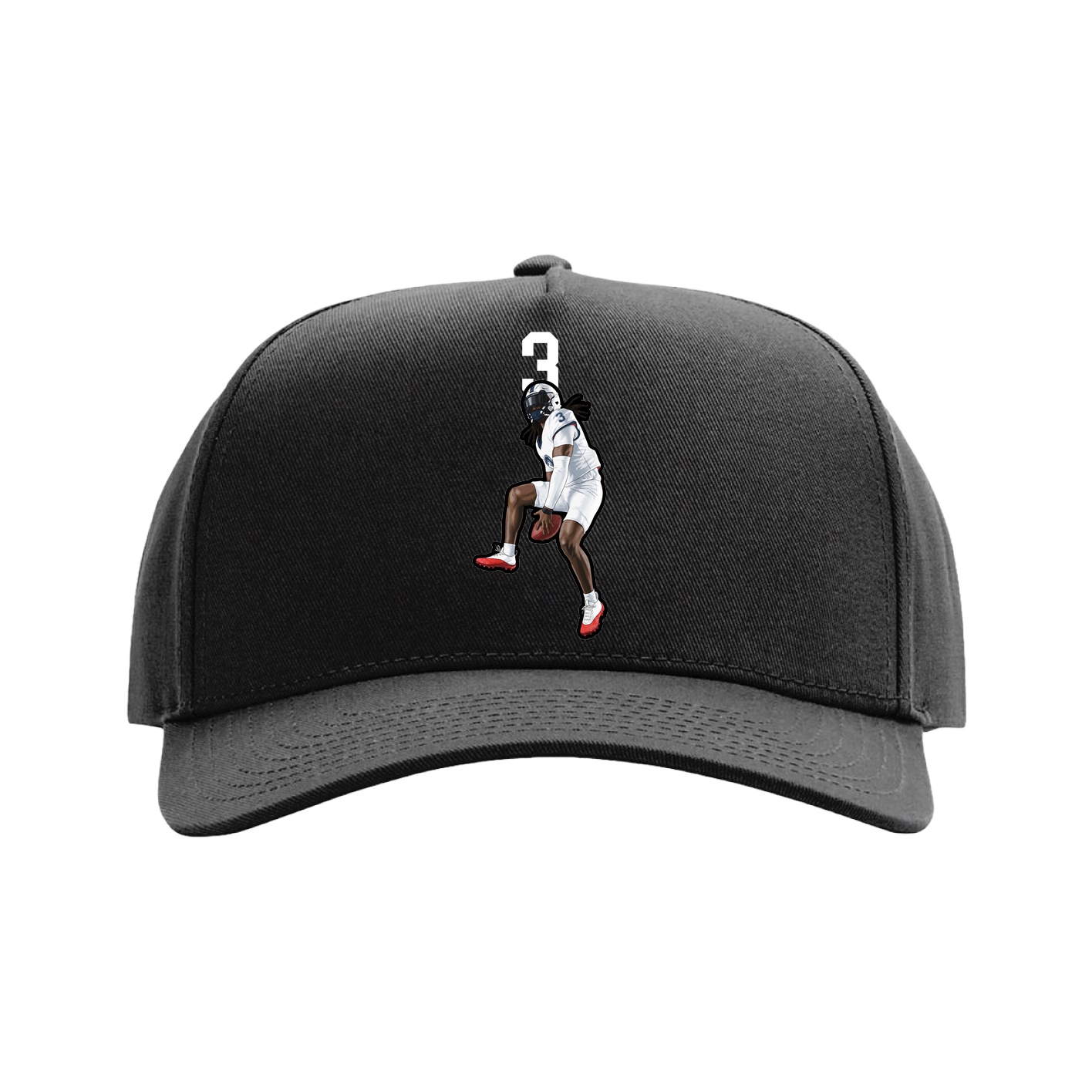 Full Fabric Five-Panel Champ Cap — Number Top in Black