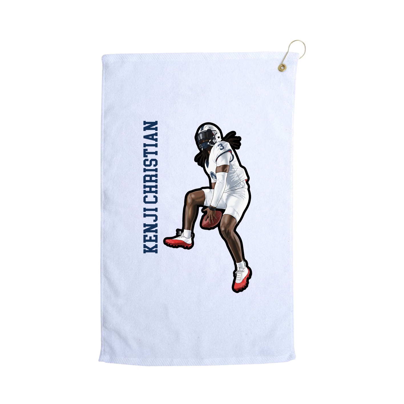 Golf Towel — Name Vertical in White