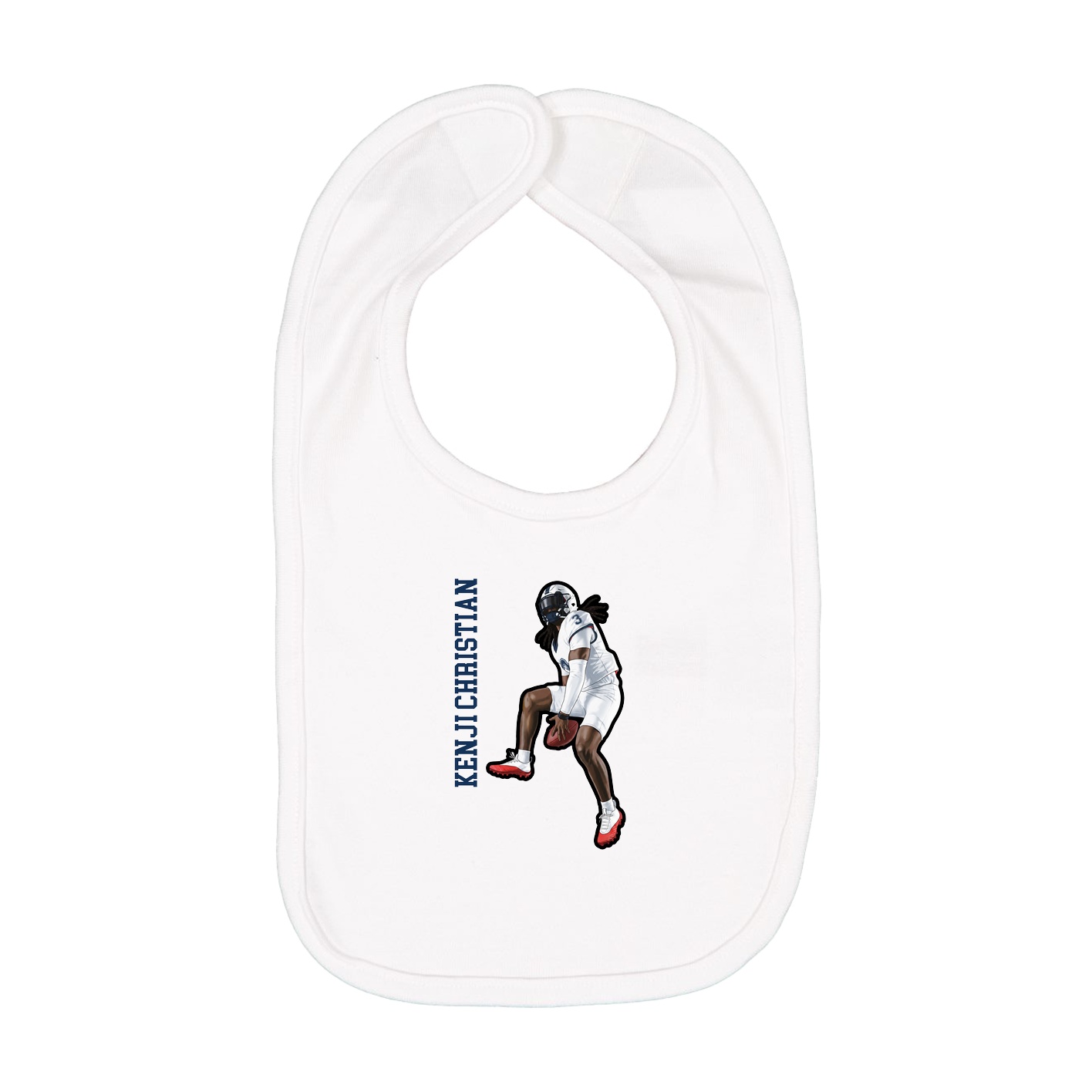 Infant Bib — Name Vertical in White