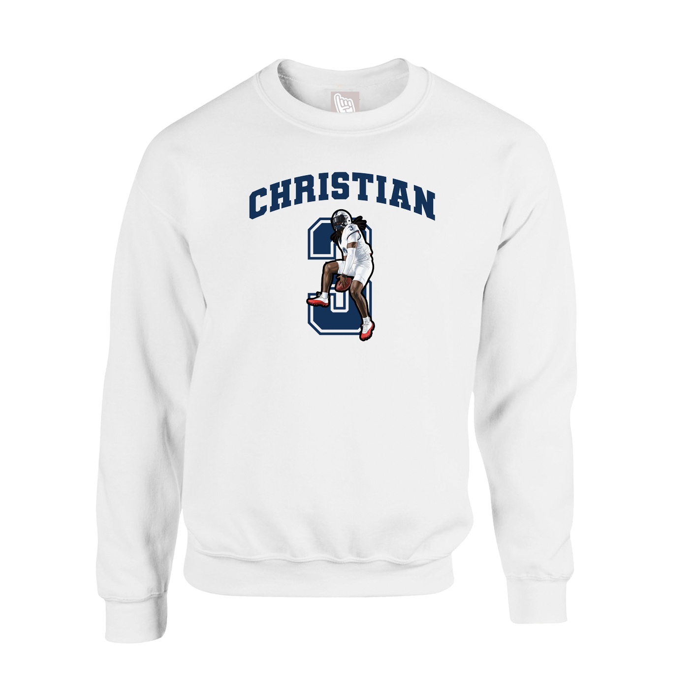 Fleece Crew — Number in White