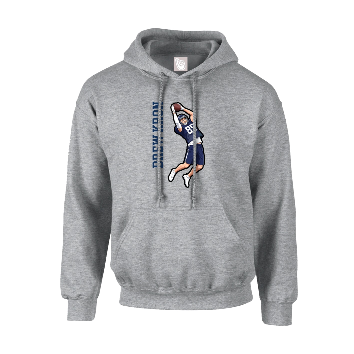 Youth Hoodie — Name Vertical in Grey