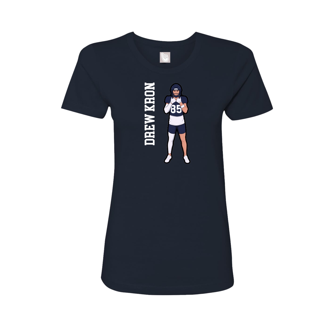 Fitted Women's Tee — Name Vertical in Navy