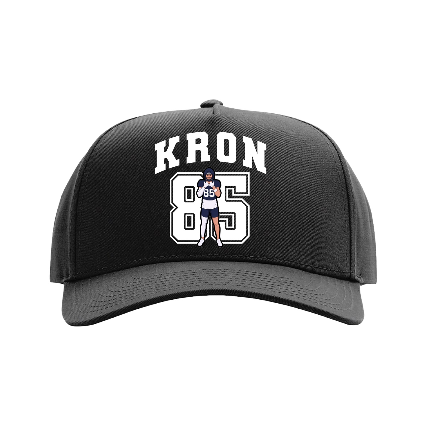 Full Fabric Five-Panel Champ Cap — Number in Black