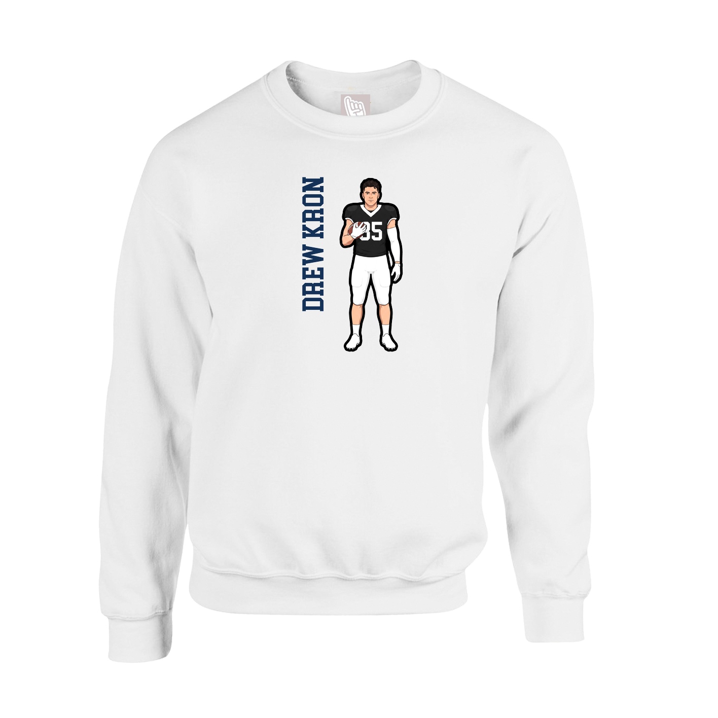 Fleece Crew — Name Vertical in White