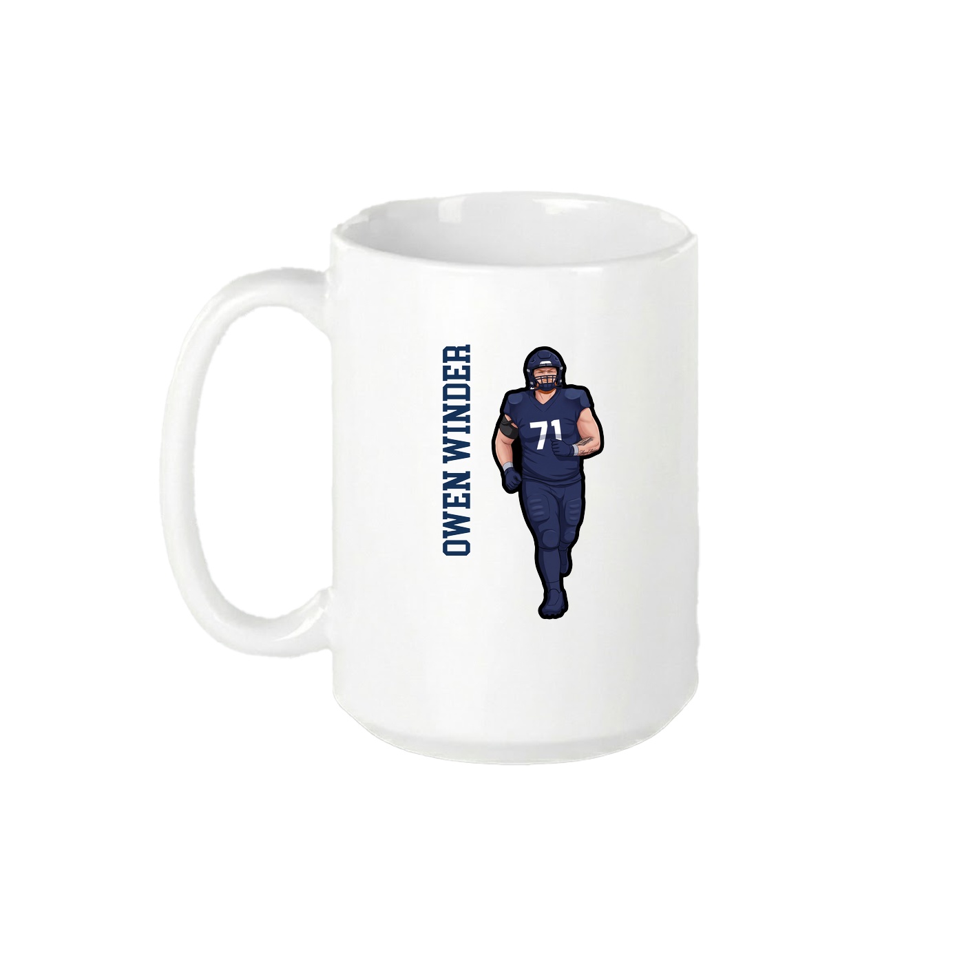 15oz Coffee Mug — Name Vertical in White