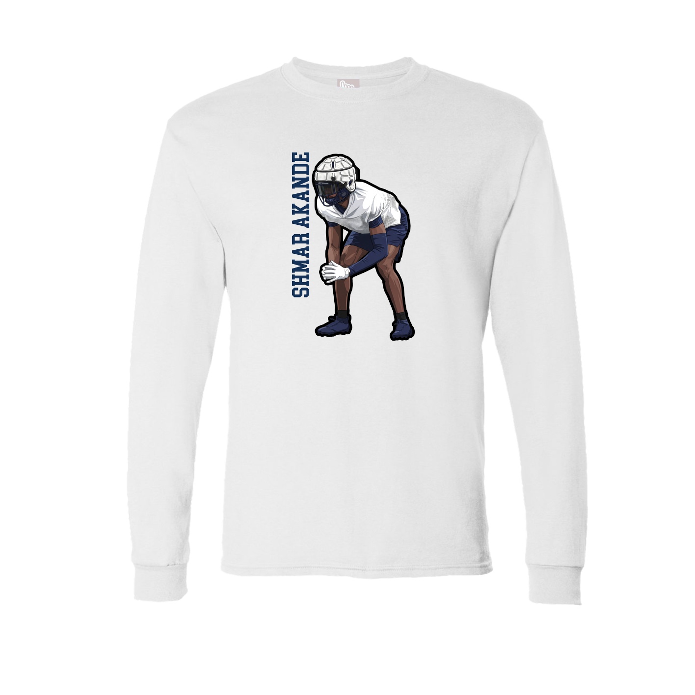 Long Sleeve Tee — Name Vertical in White