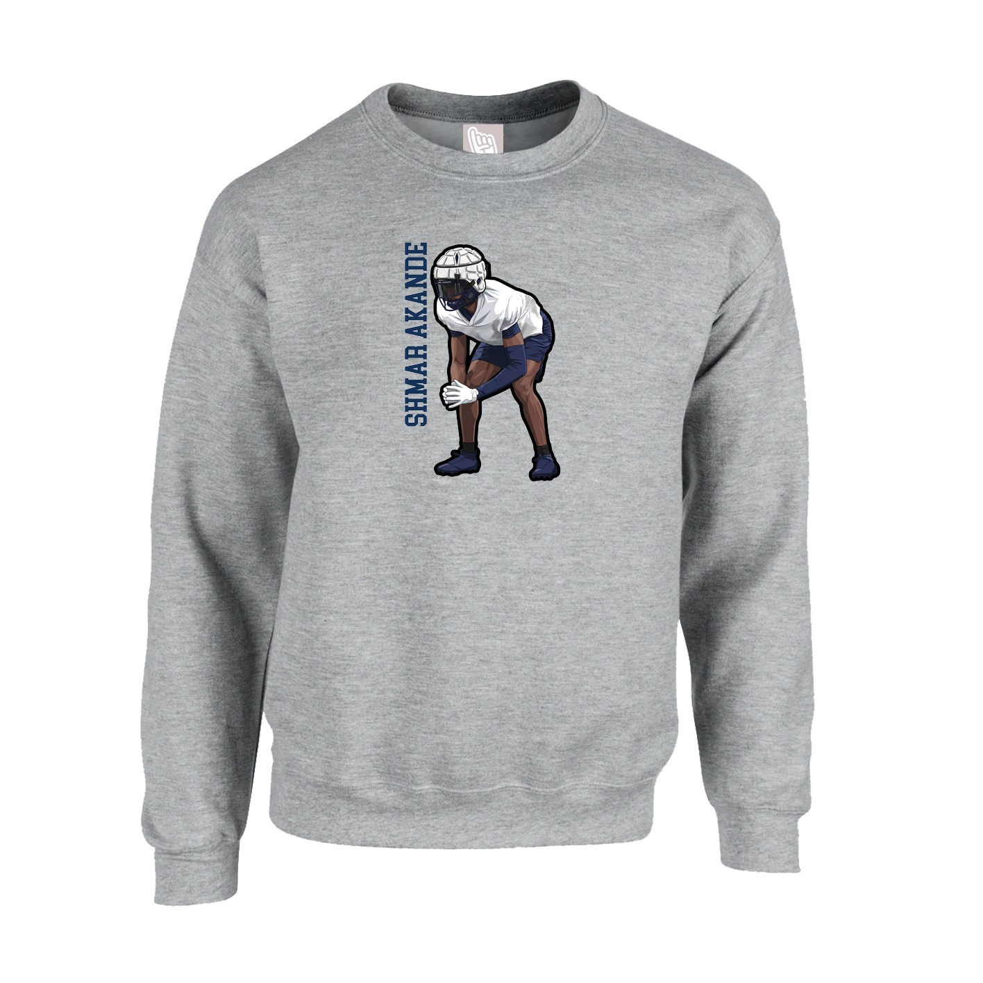 Fleece Crew — Name Vertical in Grey