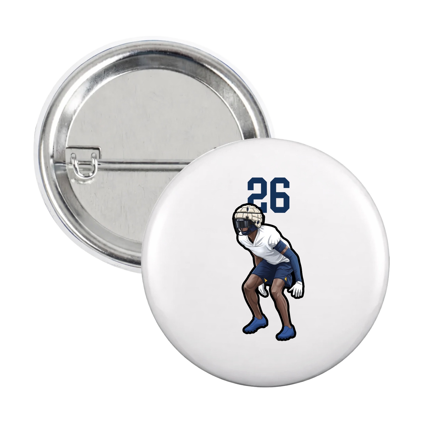 Game Day Button — Number Top in White