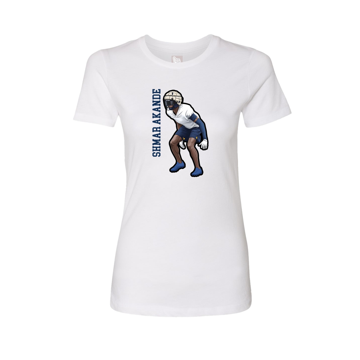Fitted Women's Tee — Name Vertical in White