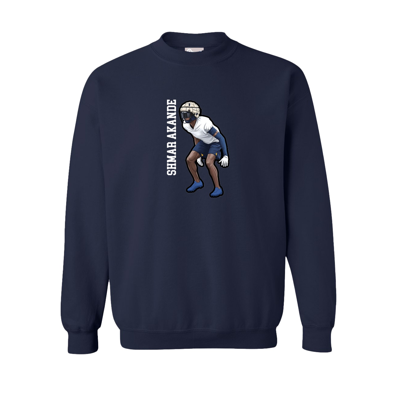 Fleece Crew — Name Vertical in Navy