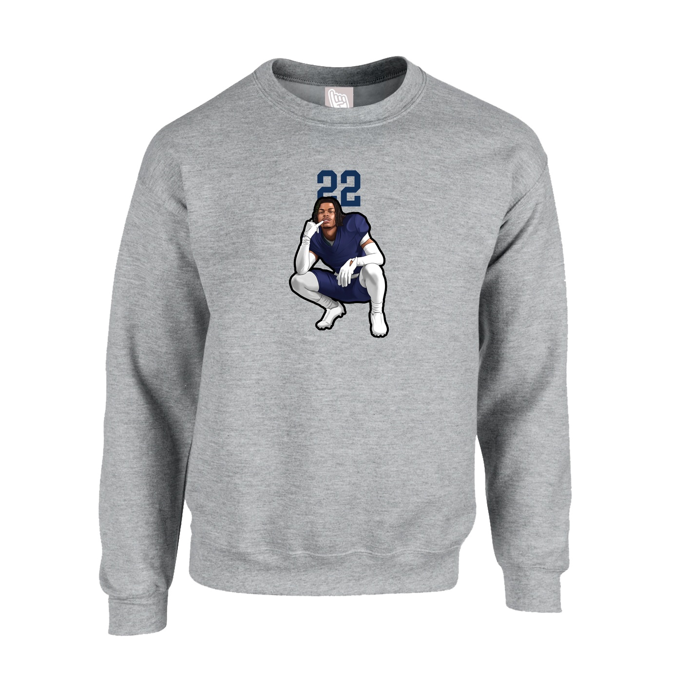 Fleece Crew — Number Top in Grey