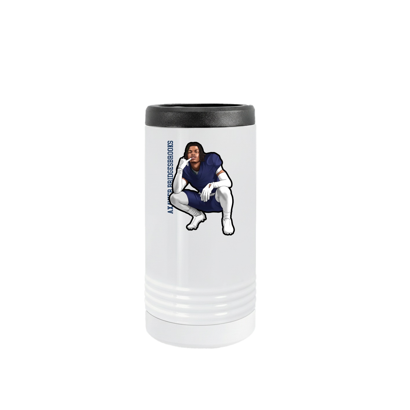 Slim Beverage Holder — Name Vertical in White