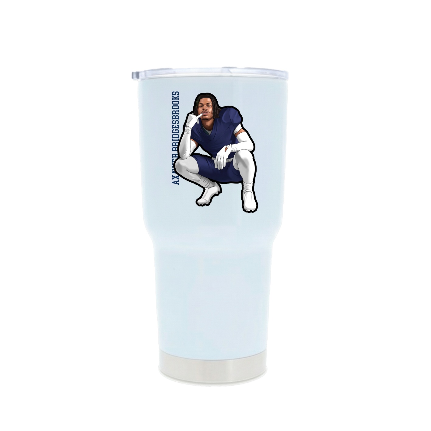 30oz Stainless Steel Tumbler — Name Vertical in White