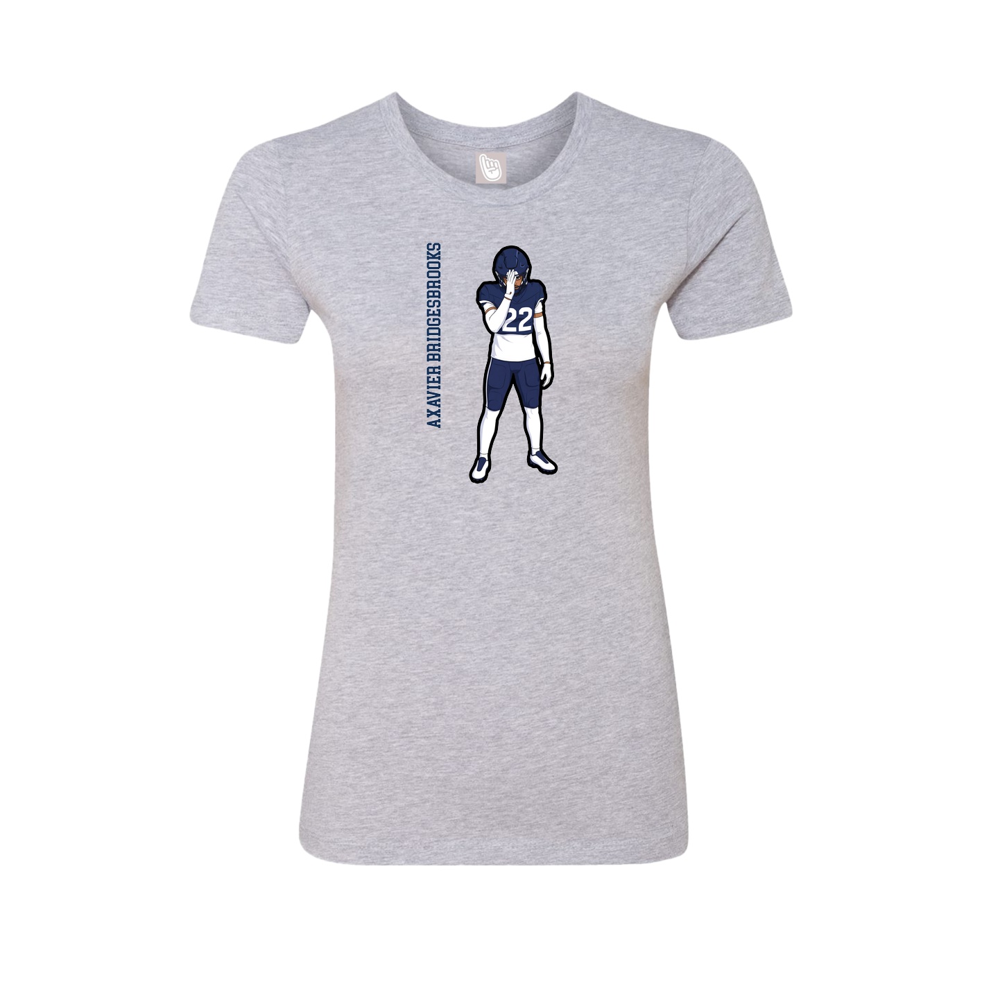 Fitted Women's Tee — Name Vertical in Grey