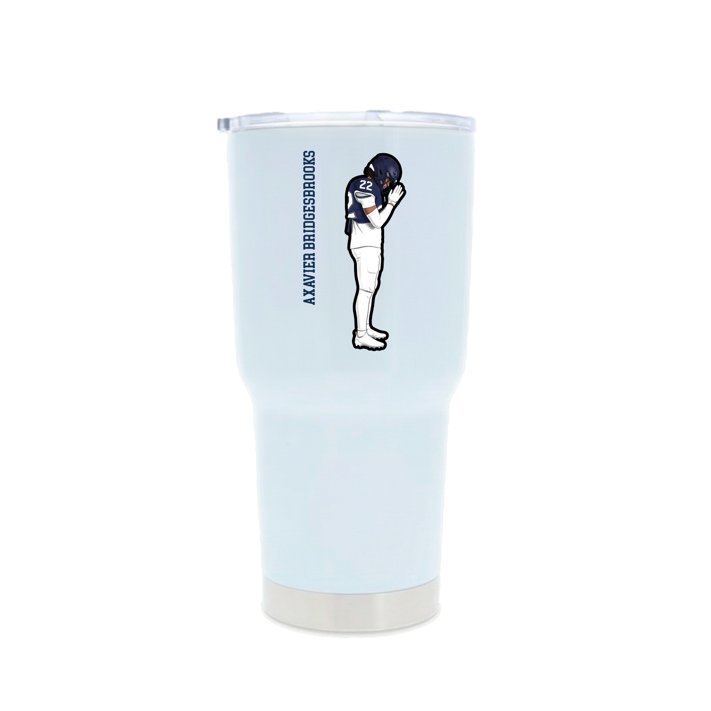 30oz Stainless Steel Tumbler — Name Vertical in White