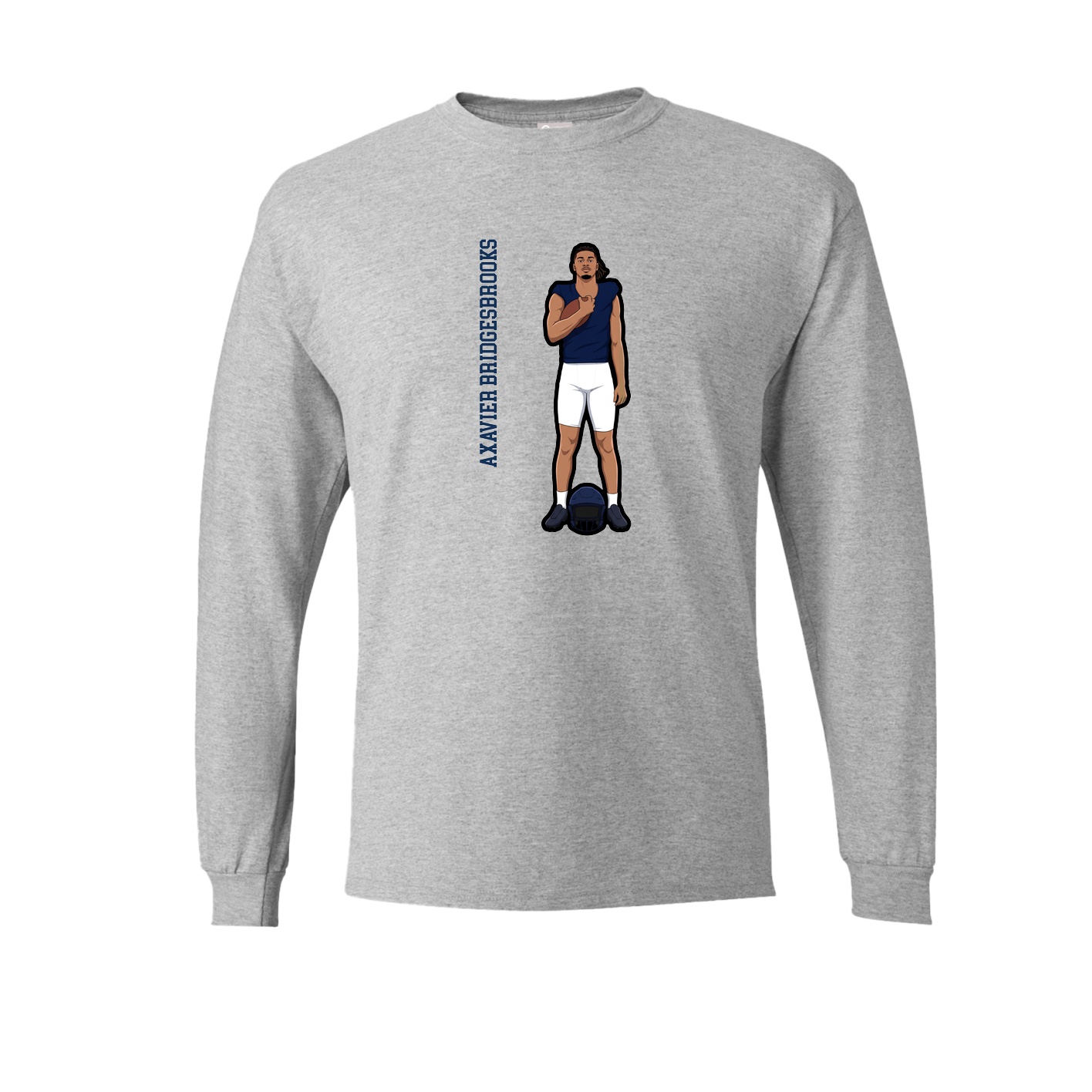 Long Sleeve Tee — Name Vertical in Grey