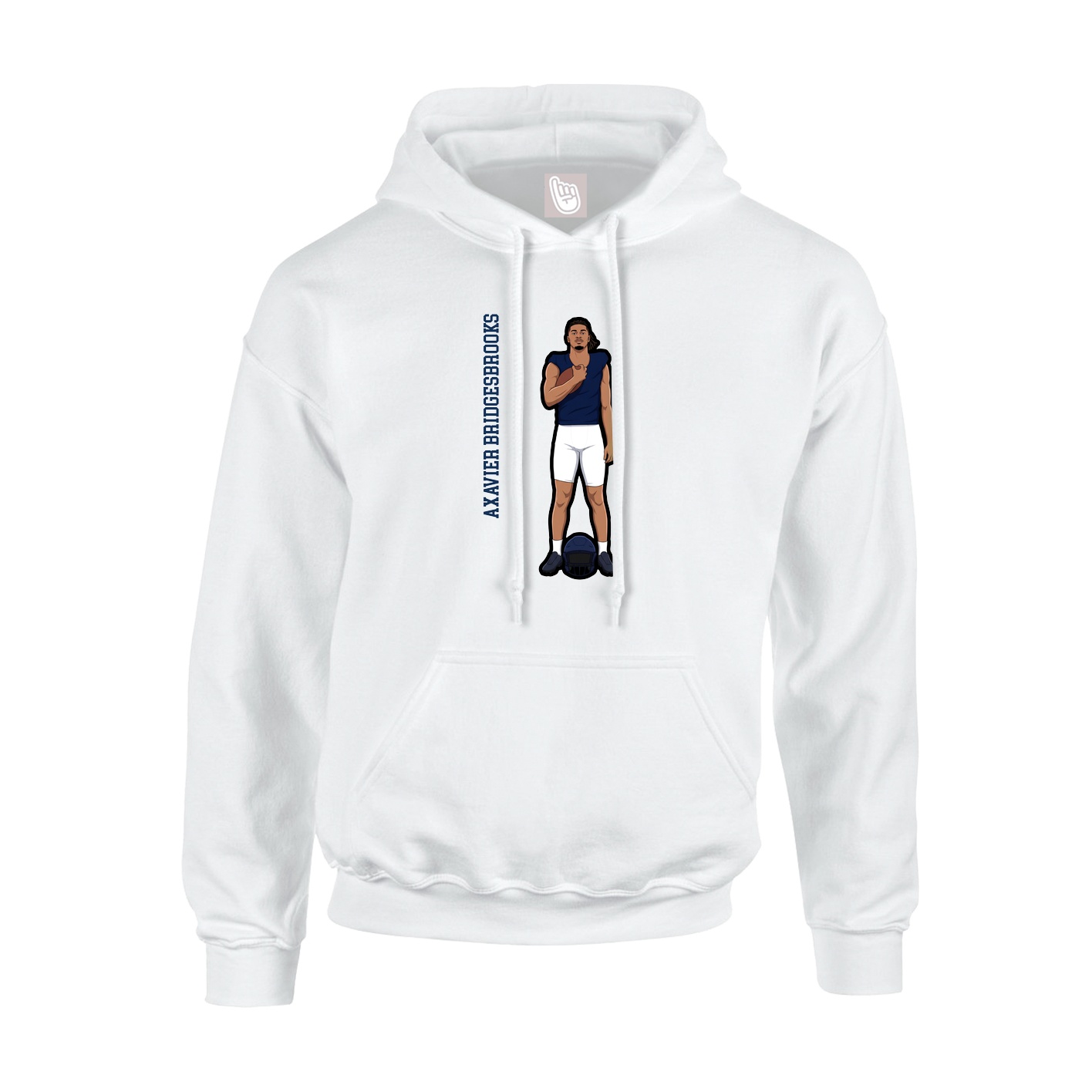 Youth Hoodie — Name Vertical in White
