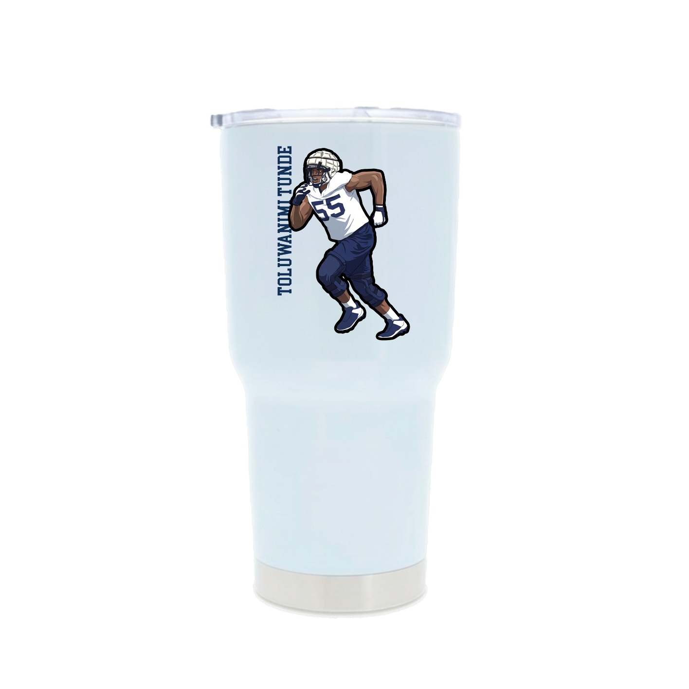 30oz Stainless Steel Tumbler — Name Vertical in White