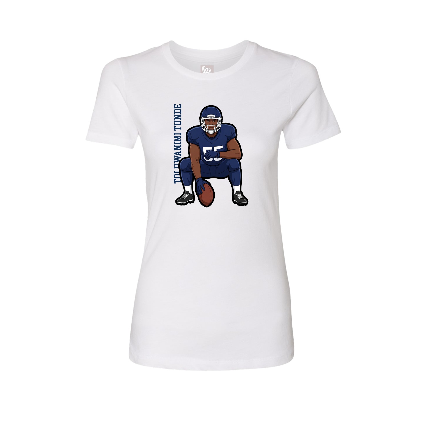 Fitted Women's Tee — Name Vertical in White