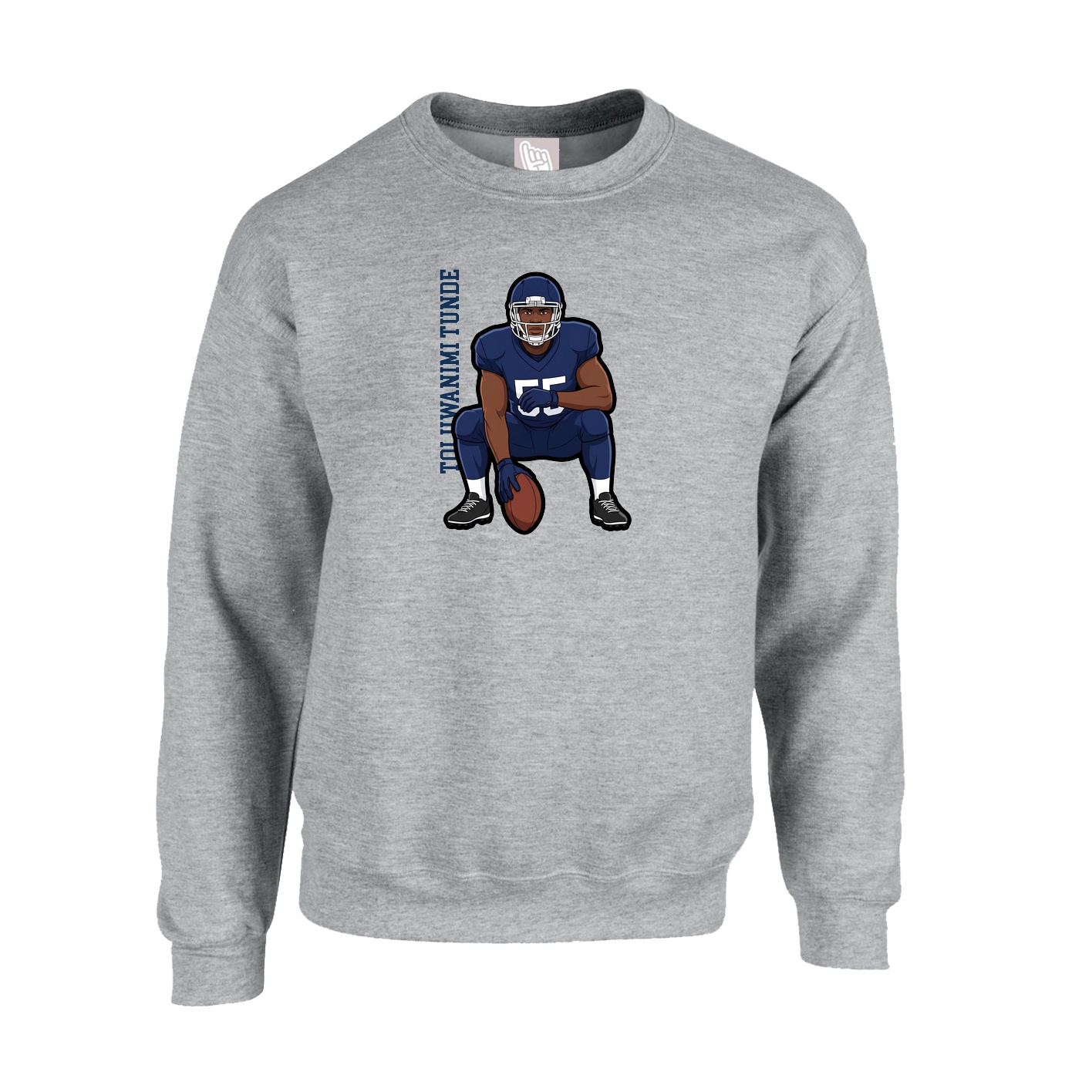 Fleece Crew — Name Vertical in Grey