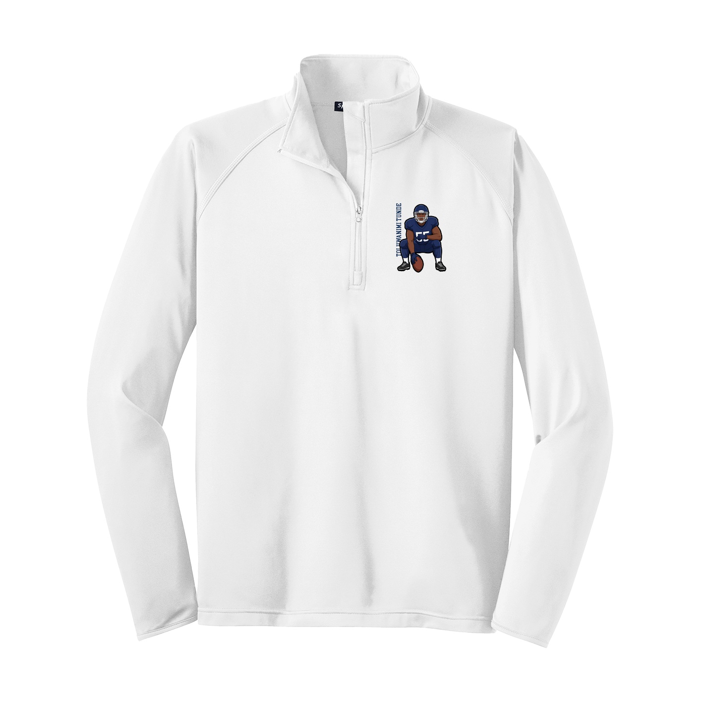 Q-Zip Pullover — Name Vertical in White