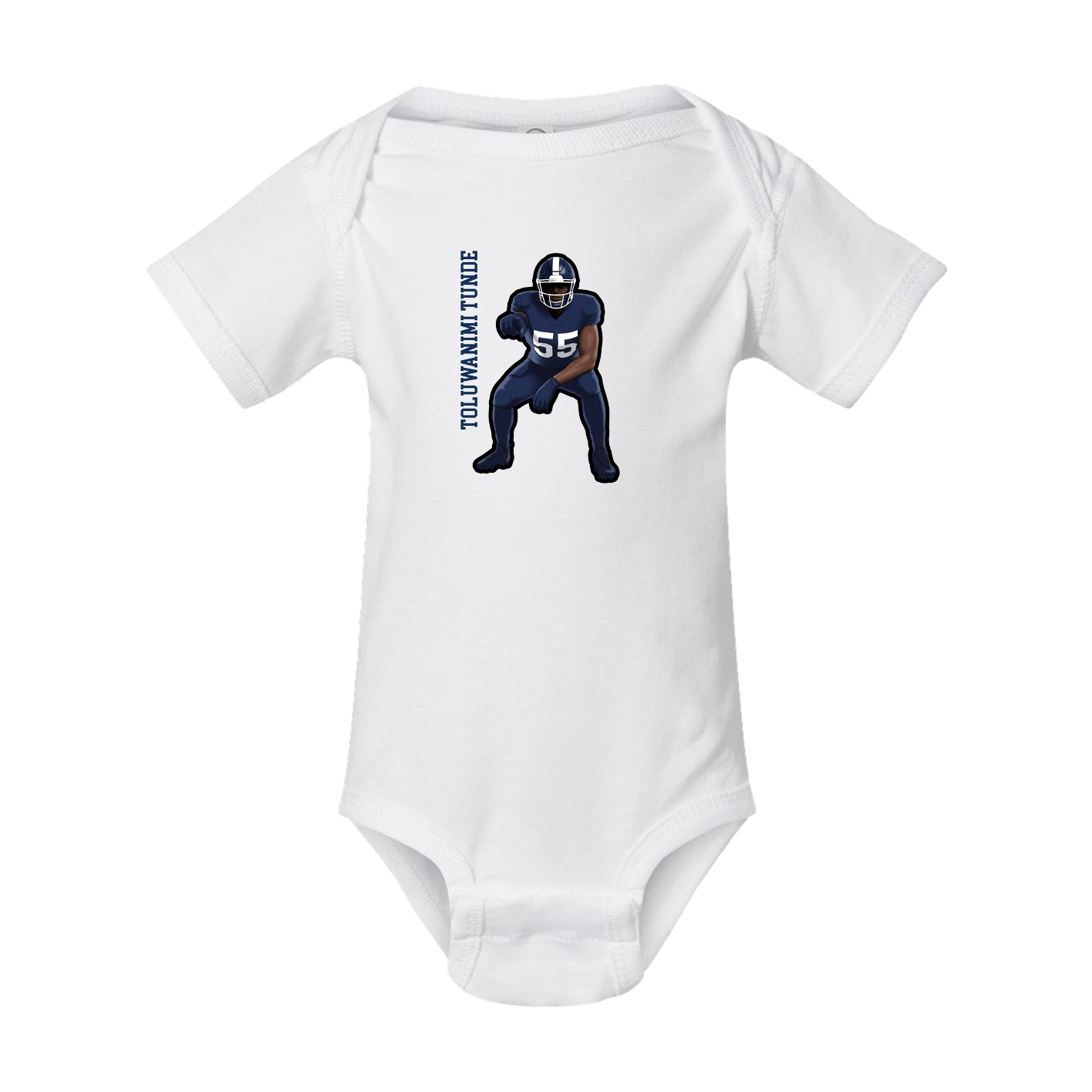 Baby Onesie — Name Vertical in White
