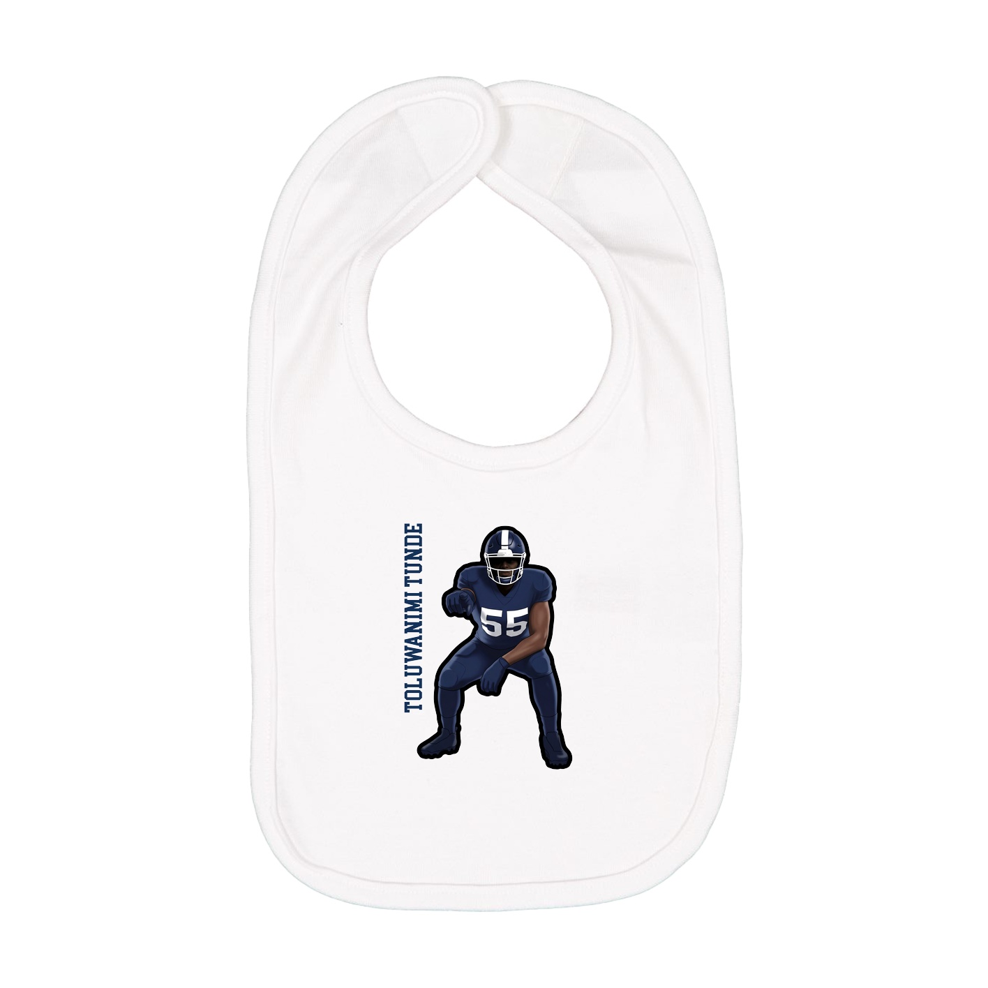 Infant Bib — Name Vertical in White