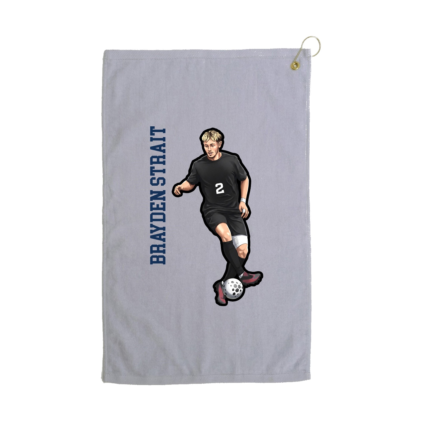 Golf Towel — Name Vertical in Grey