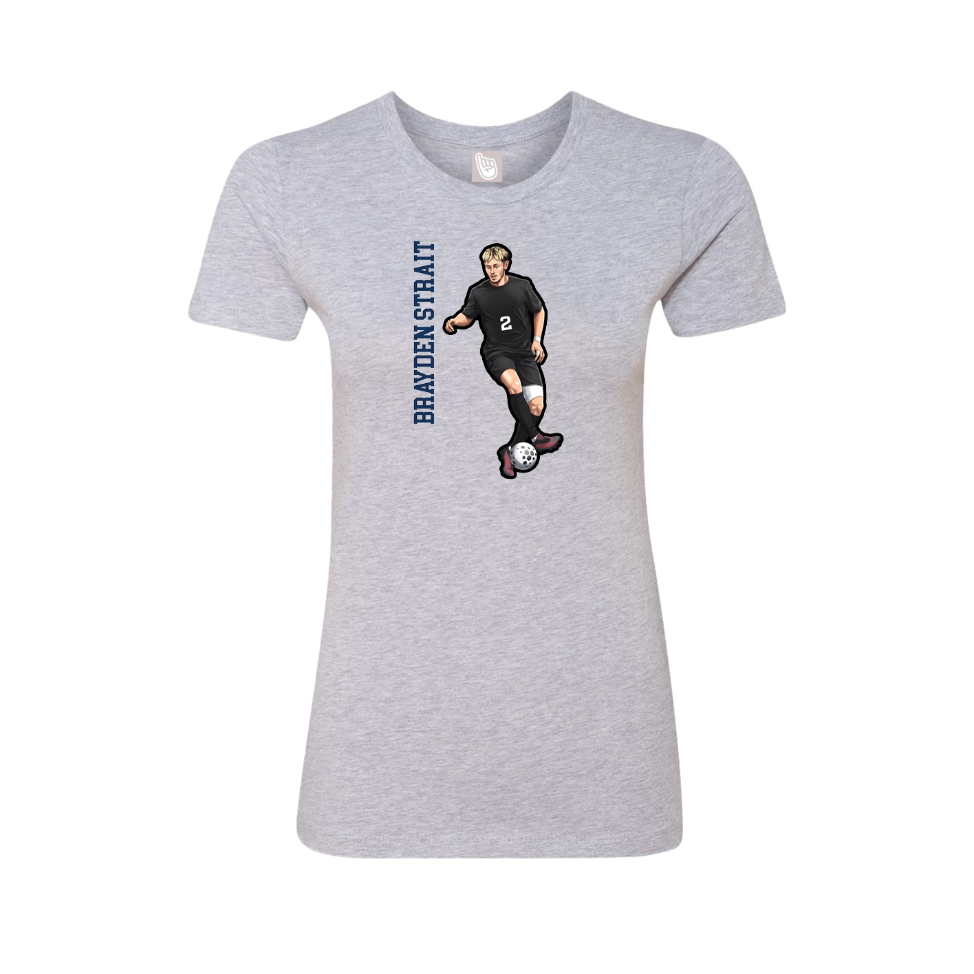 Fitted Women's Tee — Name Vertical in Grey