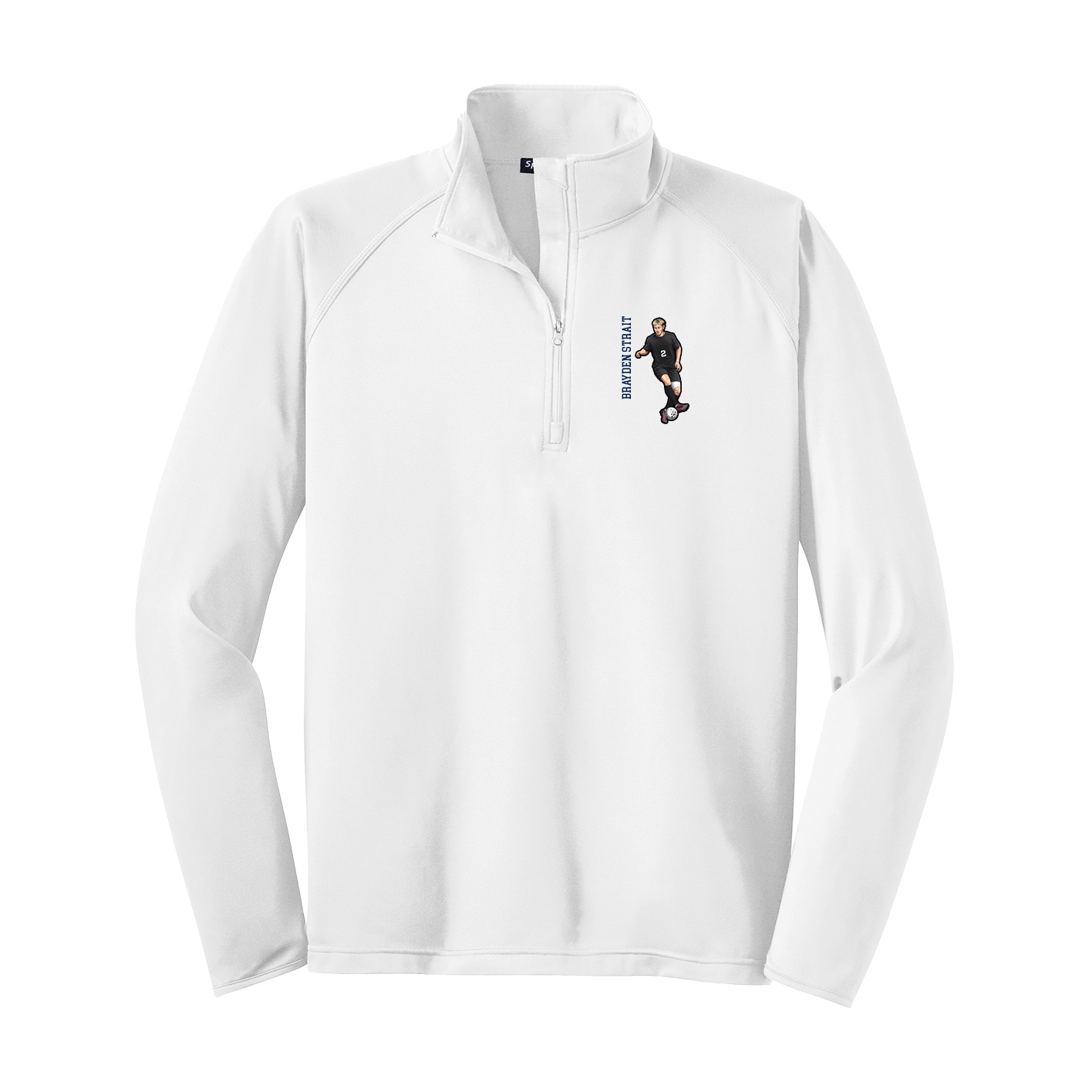 Q-Zip Pullover — Name Vertical in White