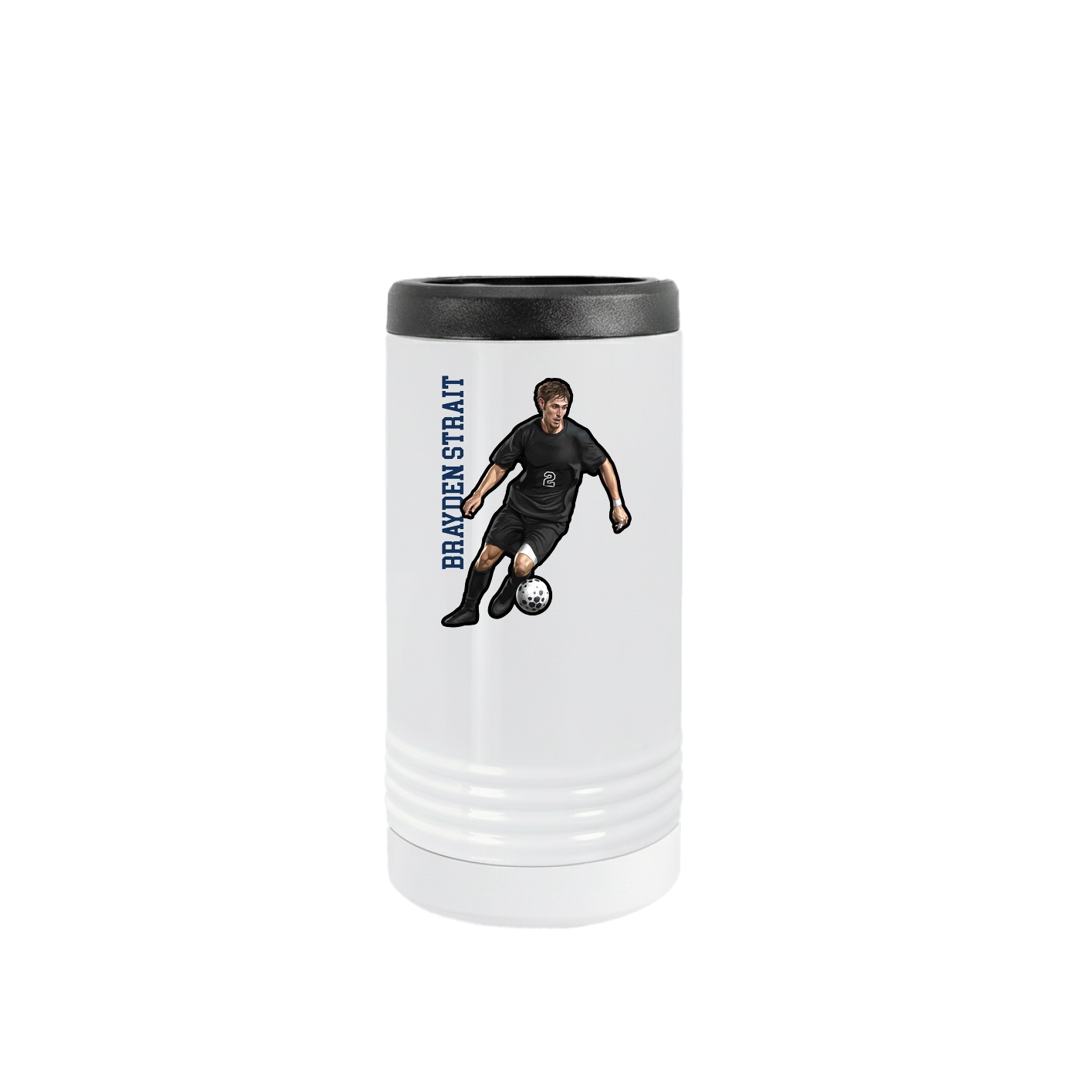 Slim Beverage Holder — Name Vertical in White