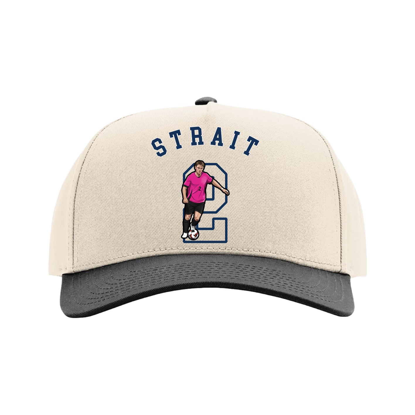 Full Fabric Five-Panel Champ Cap — Shirsey Arch in Cream/Black