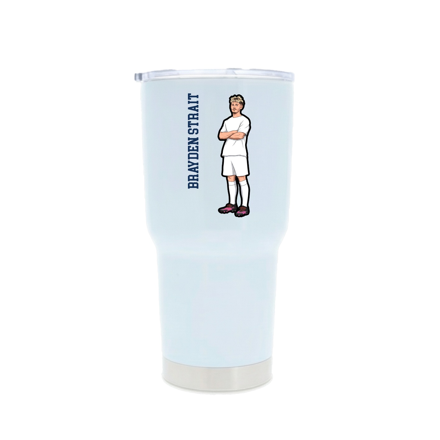 30oz Stainless Steel Tumbler — Name Vertical in White
