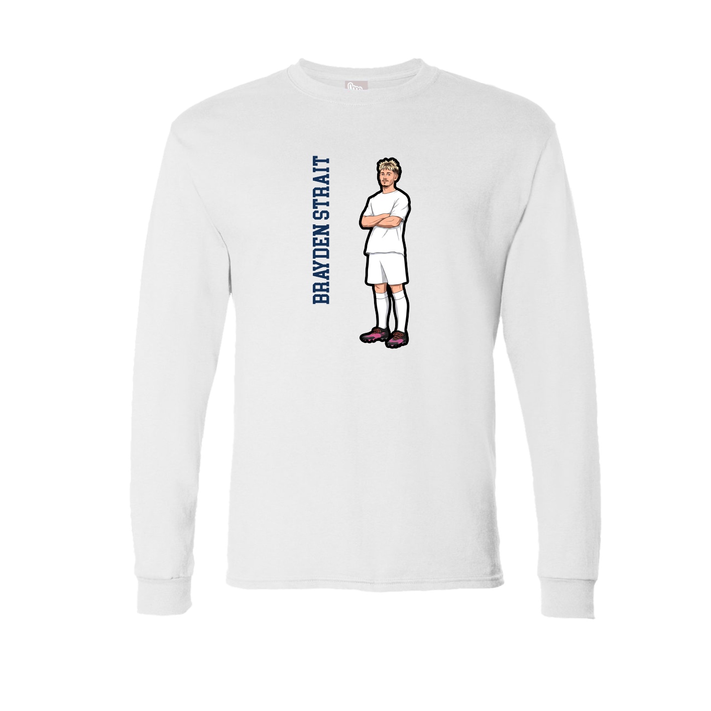 Long Sleeve Tee — Name Vertical in White