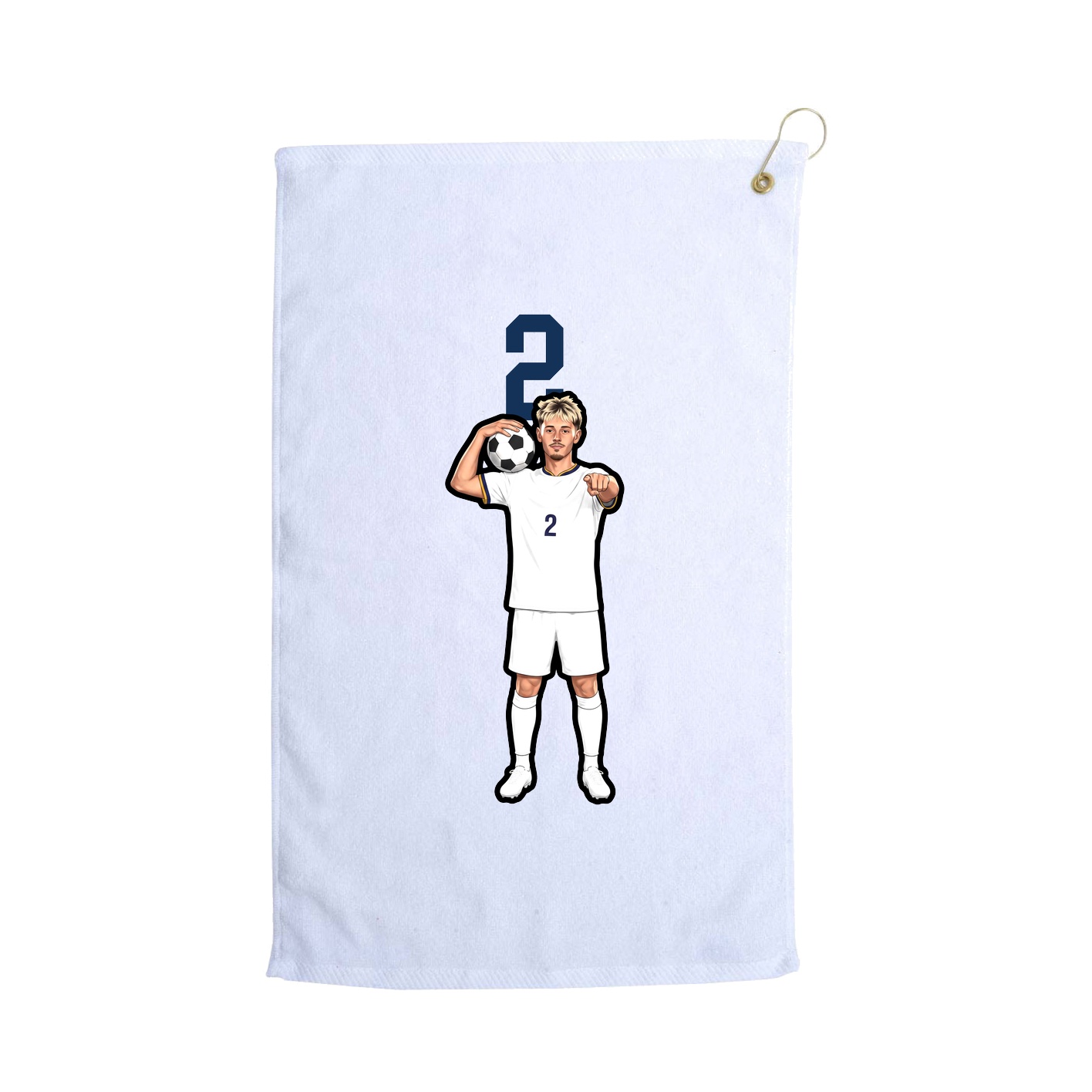 Golf Towel — Number Top in White