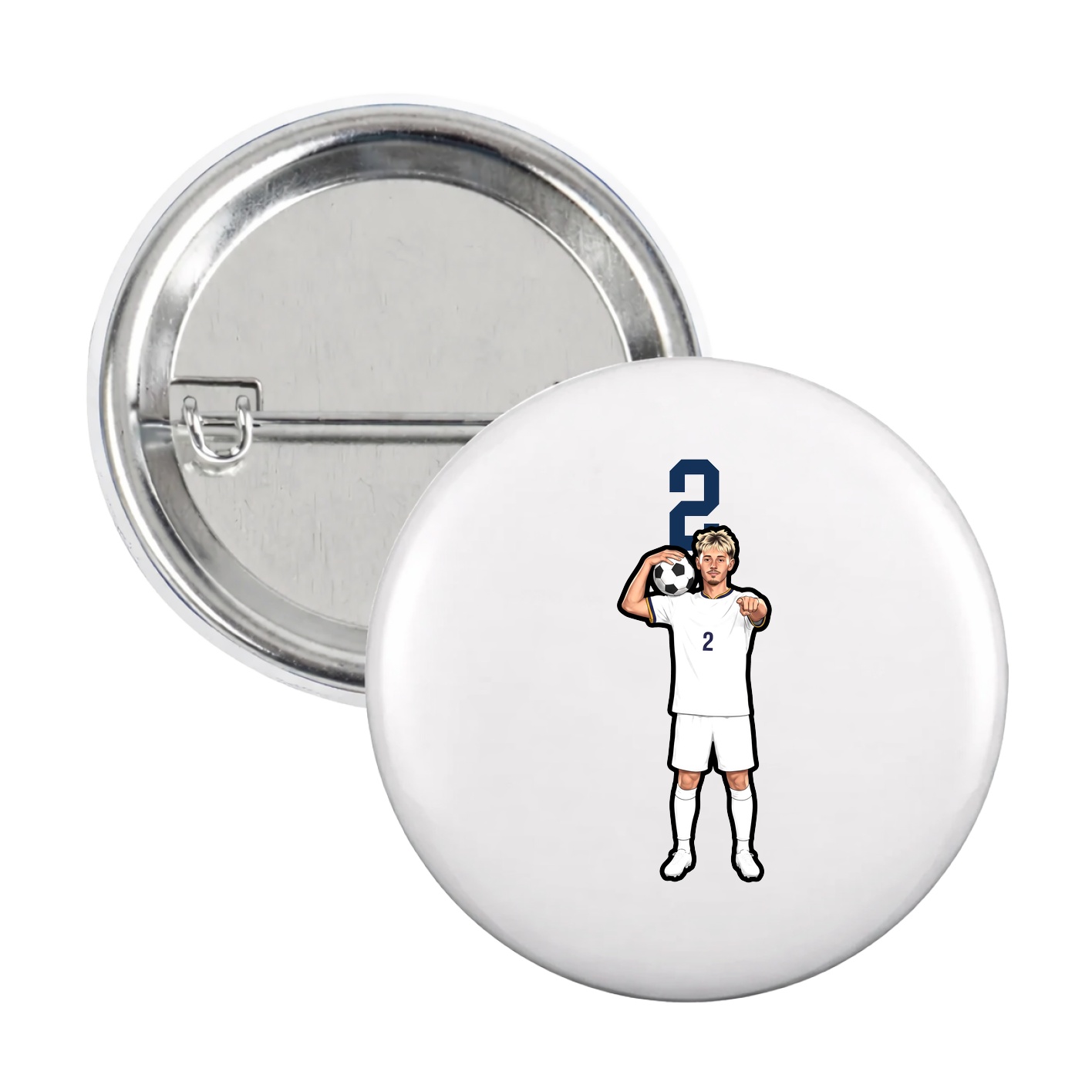 Game Day Button — Number Top in White