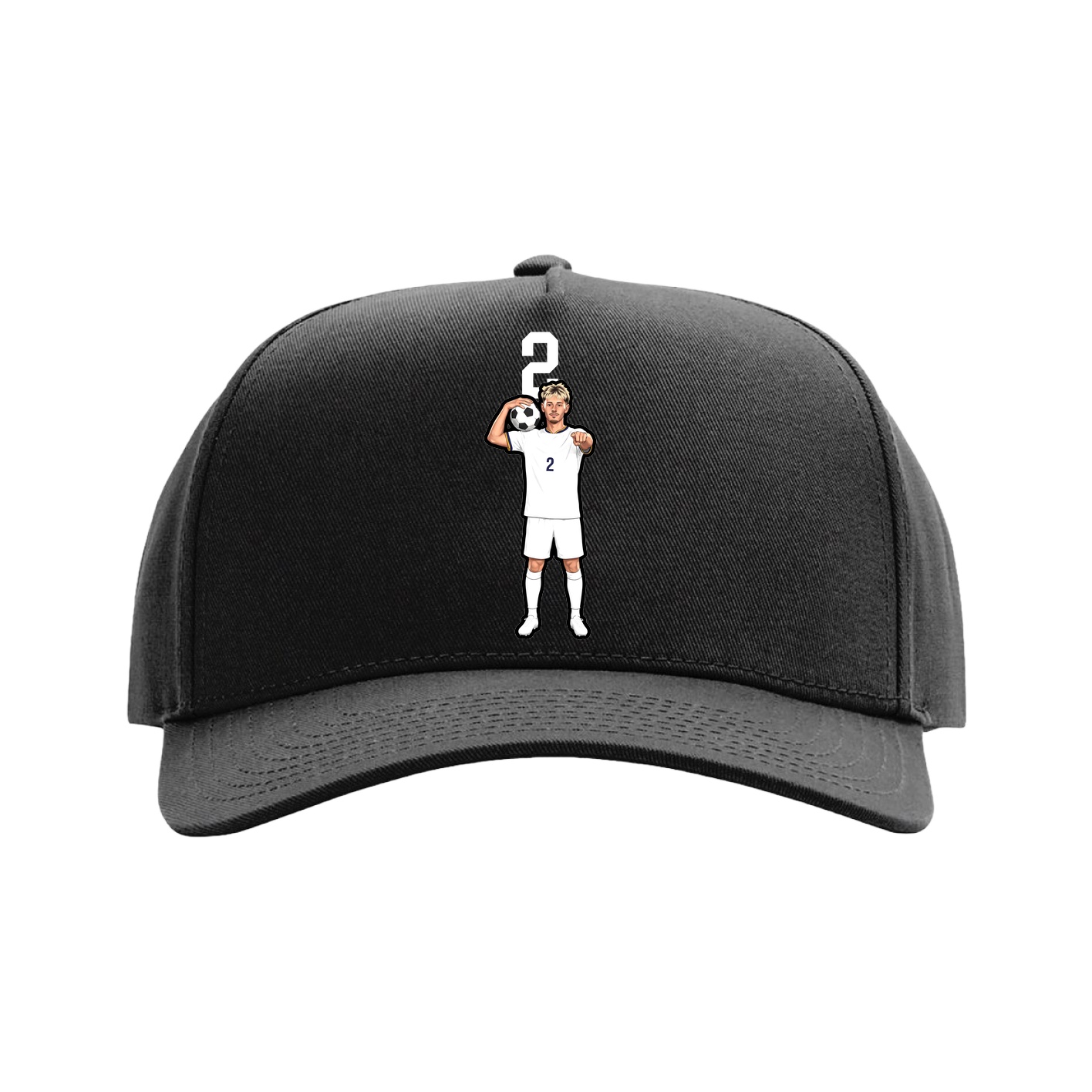 Full Fabric Five-Panel Champ Cap — Number Top in Black
